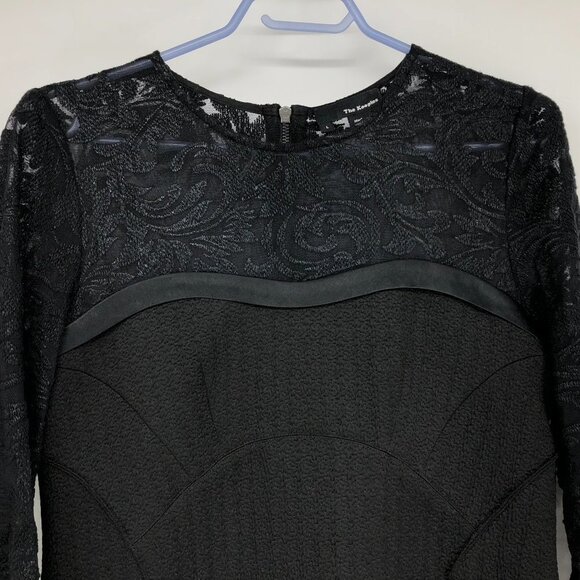 The Kooples Black illusion lace neck mini Dress 1/2 sleeves size LG - Picture 6 of 14